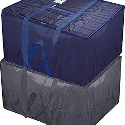 Kuber Industries Parachute 2 Pieces Jumbo Attachi Bag Travel Handbag Storage Carrying Bag, Blanket Cover, Duffle, Travel Multi -Purpose Bag (Grey & Blue) CTKTC034700-picture-48
