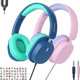 A+ Scholars 2 Pack Kids Headphones with Sharing Splitter, 3.5mm Jack Wired Earphones for Kids Teens, Tangle-Free Foldable for School/Tablet/Travel-picture-24