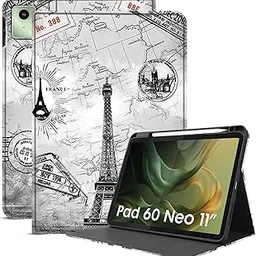 Robustrion Case Cover for Moto Pad 60 Neo Cover 11" with [Pencil Holder], Folio Flip Cover Case for Moto Pad 60 Neo Cover 11" Tablet - Eiffel-picture-39