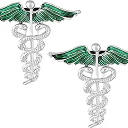 Meenakari Enamel Combo of Medical Caduceus Doctor's Unisex Brooch | Lapel Pin (CO1105809R)-image-2