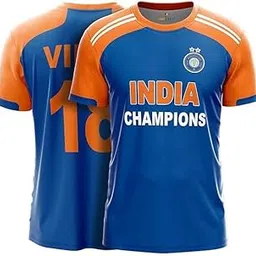 YOURJERSEY Unisex Customized and Personalized Indian Blue Regular Fit Jersey with Name & Number 2024-picture-25