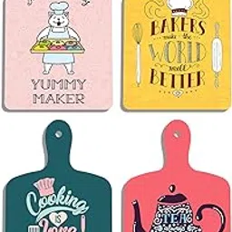 Decor Smart Cooking Baking Tea Quotes Wooden Wall Hanging Set of 4 | Kitchen Cafe Decor | Food Lover Art | Decorative Modern Handcrafted Artwork | MDF Wall Sign Art for Decoration (DWA_5602)-image-72