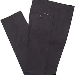 mark & albert Men's Self Checkered Slim Fit Formal Trousers Black-picture-24