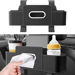 STHIRA® Car Backseat Organizer Car Storage Organizer with Multi Compartments Car Headrest Backseat Storage Box with Tissue Holder & Dual Hooks Durable PU Leather Rear Seat Organizer for Phones, Bags-picture-26