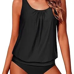 yonique Two Piece Blouson Tankini Swimsuits for Women Modest Bathing Suits Loose Fit Swimwear-picture-27