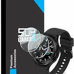 Tempered Glass Screen Protector For Samsung Galaxy Watch 4 Classic (46 Mm) With Easy Self Installation Kit For Smartwatch | Pack Of 2 | Transparent image 1