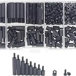 HVAZI 320pcs M2.5 Nylon Hex Spacer Standoffs Screws Nuts Assortment Kit; Male-Female(Black)-picture-41