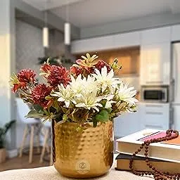 Hammered Finish Vase 6 Inch | Elegant Decorative Pot for Home, Living Room, or Office Decor | Modern Table Centerpiece with Premium Design (Gold)-picture-34
