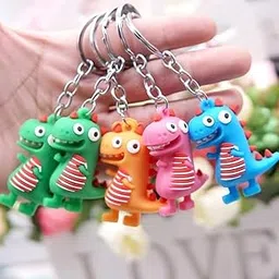 AK Store (Pack of 2) Cute 3D Cartoon Dinosaur Design Silicone Rubber Soft Keychain, Rubber Keyrings for Car, Scooty, Girls Boys Gifts, Dinosaur Toy-picture-39