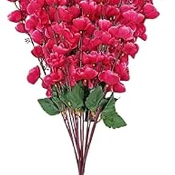 Sheux Artificial Cherry Blossom Flower Bunch (DarkPink, 1 Pieces) for - Home & Office Decoration - Artificial Flower Plants for Pot for Festive Temple Decor - Fake Flowers for Indoor image 1