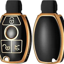 SHOPOFLUX TPU car Key Cover Compatible for Mercedes Benz C E M S CLS CLK GLK GLC G Class 3 Button Smart Key - Black-picture-13