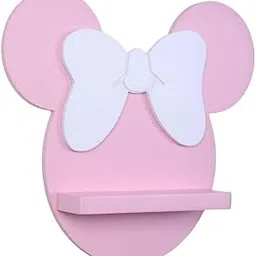Spaceture Mini Mouse Shaped Kids Room Wall Shelf| Kindergarten Children Shelf|Room Decorative Storage Shelf-Pink Color|Painted with matt finish-picture-42