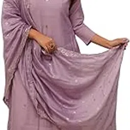 foxdx Women Roman Cotton Silk Embroidery Kurta Pant With Dupatta Set For Women-picture-14