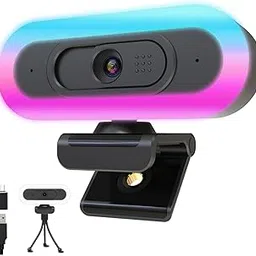 2K Streaming Camera Webcam for PC,LED RGB Webcam with Microphone and Light,Autofocus,Rotatable Tripod and Privacy Cover for Live Streaming, Video Calls,Gaming,Works with Zoom,Skype,YouTube,Teams-picture-32