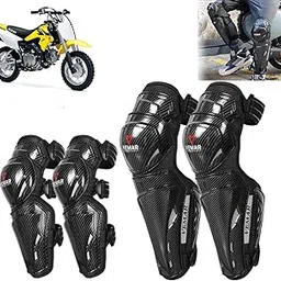 Auto Pearl Motorcycle Knee Shin Guards Elbow Pads, 4 in 1 PP Shell Motocross Knee Shin Safe Protection Armor for Moto Cycling Racing compatible with DR Z50 (Carbon Black, 4Pcs)-picture-19