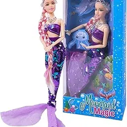Toyshine Mermaid Magic Beautiful Doll with Long Baired Hair Pretend Play Toy for Kids 3+ Years - Purple-picture-35