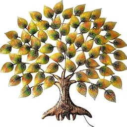 JVI Craft Metal Tree Wall Hanging Decor with LED Light, Golden & Multicolored Leaves for Home, Living Room, Dining Room, Bedroom, Office Decor | 30 * 31 Inches-picture-11