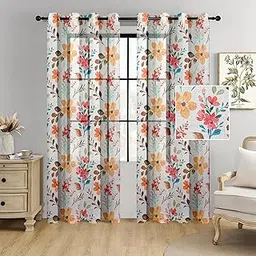 Cortina Linen Polyester Printed Curtains Set of 2, Curtain for Doors Home Decor Items for Living Room Bedroom (Yellow, 7FT)-picture-26