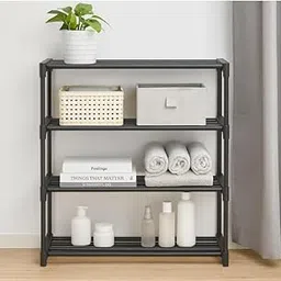 KYNE Shoe Rack for Home | 4 Tier Plastic Shoe Stand | Multipurpose Foldable & Stackable Shoe Storage Organizer | Lightweight Durable Shoes Rack for Bedroom, Entryway, Hallway Furniture (Black)-picture-34