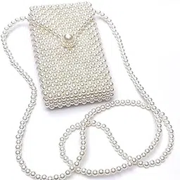 thetopknott The Top Knott Luxury White Pearl Purses Shoulder Bag for Women Pearl Bag Cross body Beaded Clutch Evening Bag (White)-picture-42