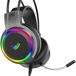 AULA S608 Wired Gaming Headset | RGB Lighting Effect with Stereo Sound |RGB Gaming Headphones | Closed Earmuffs Gaming Headphone with Adjustable Mic (Black)-picture-26