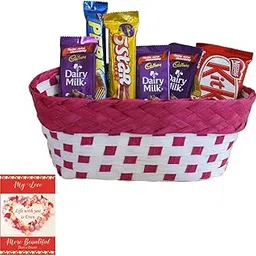 SFU E Com Chocolate Gift Hamper With Beautiful Multipurpose Basket | Valentine Chocolate With Love Greeting Card | Valentine Chocolate Hamper | 038-picture-29