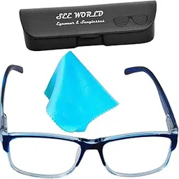 SEE WORLD Full Rim Frame Reading Eye Glasses Light Wt. with Eye Protection and No Eye Strain with Hard Case & Cleaning Cloth, Colors-Black, Blue, Brown, Purple,Violet image 1