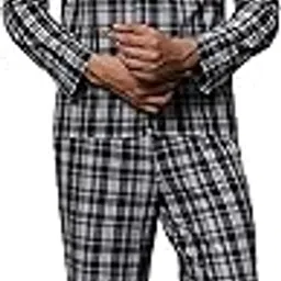 b stories Men's Woven Cotton Regular Fit Full Sleeve Checked Night Suit Set of Shirt and Pyjama-picture-42