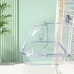 secret desire SECRET DESIREPet Bird Bath Box Hanging Caged Parrot Bathing Tub for Parakeets Small Birds Clear-picture-14