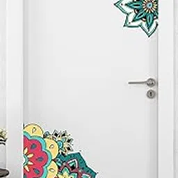 DivineDesigns™ Corner Mandala Door Sticker | Sticker for Living Room, Bedroom, Office (Vinyl, Standard, Multicolour)-picture-25