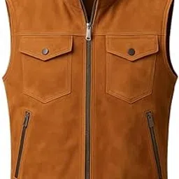 urbanhides Iron Trail Minimalist Tan Suede Mens Leather Vest | Men's Leather Vest, Tan Leather Vests, Suede Vests, Regular Fit, Four Pockets-picture-10