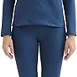 pisiqi Thermal Underwear Women Ultra-Soft Long Johns Set Base Layer Skiing Winter Warm Top & Bottom (L, Blue)-picture-31