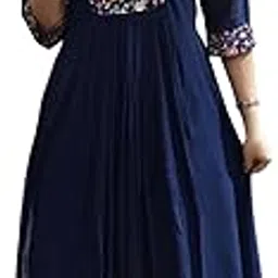 wild woven Women’s Blooming Georgette Anarkali Kurti with Embroidered Yoke, V-Neck Design, Pleated Flare and Attached Lining-picture-43