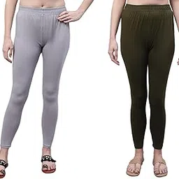 legit looks Cotton Comfort Fit Elasticated Waistband Stretchable Leggings Pack of 2 Leggings-picture-14