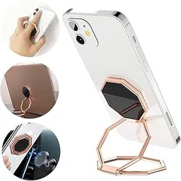 KolorFish Ring Holder Finger Kickstand, Foldable 360° Rotation Mobile Phone Stand for Desk, Magnetic Car Mount, Metal Multi-Angle for Phone Back Grip (Rose Gold)-picture-33