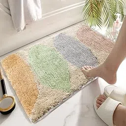 Luxe Home Vegas Kid's Bath Mat (40x60 cm) Bathroom Mat - Leafs | Extra Soft and Absorbent Microfiber Bath Rugs, Non-Slip Plush Shaggy Bath Mat, Machine Wash Dry |Bathroom Floor, Door for Room image 1