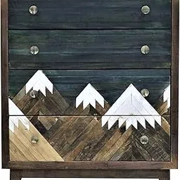 Wood Adora Drawer Chest with Four Drawers and Attractive Mountain Design (70x40x88 cm) (Old Wood, Natural with White N Dark Grey)-picture-43