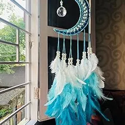 Teal by Tanvi Shades of Sea Green Mooncatcher Wall Hanging | Artistic Home Decor | Handmade Dream Catcher for Bedroom, Living Room | Unique Wall Art & Gift for India-picture-25