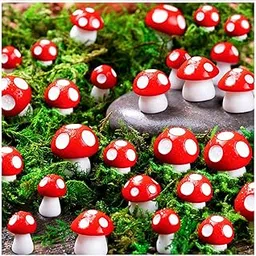 MGZTTHW Mini Mushrooms for Crafts Tiny Fairy Garden Mushrooms Little Resin Mushroom Decor Fake Mushroom Miniatures Statue for Bonsai Micro Landscape Craft (60pcs)-picture-22