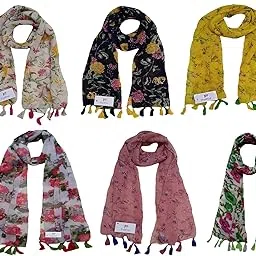 fusfus Women's Printed Scarf and Stoles, (Multicolor, FS10108) - Pack of 6-picture-13