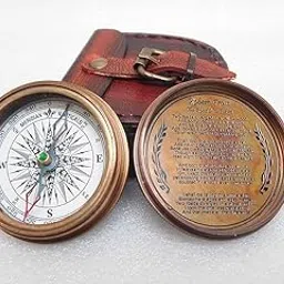 Royal Nautical Brass Compass with Leather case Antique Nautical Vintage Compass.-image-34