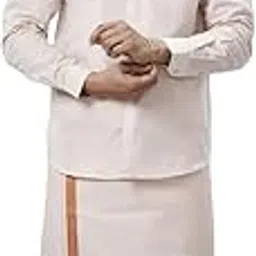 shri hari fabs Elegant Men's Tissue Shirt and Dhoti Set | Premium Lightweight Tissue Fabric | Traditional Ethnic Wear Combo for Weddings & Festive Occasions-picture-19
