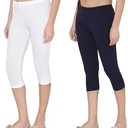 outflits Women's Knee-Length Cotton Spandex Essential Capri Stretchy Leggings |Small - 2XL Adult |Yoga Leggings, Workout, Gym, Running 3/4th Leggings for Women(OFLLC)-picture-27