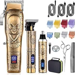 Roziapro Hair Clipper for Men Zero Gapped Trimmer Nose Hair Trimmer Set Professional Barber Clippers for Haircut Cordless Beard Trimmer for Men Rechargeable Clippers Set for Hair Cutting (Gold)-picture-57