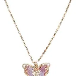 Fuschianet Accessories Resin Butterfly Pendant Stainless Steel Rose Gold Chain Necklace for Women and Girls-picture-47
