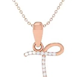 diamtrendz Gold Plated BIS Hallmarked Pure 925 Sterling Silver Letter T Pendant | Zirconia Studded Diamond Like Shine | With or Without Chain Options | Rose Gold and Rhodium Plating Options | Model PSY00710T-picture-38