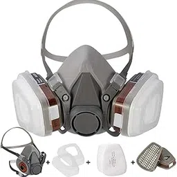 GION 7 in 1 Air Filter Mask Anti-dust Mask Anti-Pollution Mask for Chemicals, Gas, Paint Spray Dual Filter Cartridge Respiratory Protection Mask (1Pcs)-picture-10