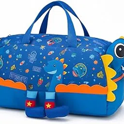 Kids Dinosaur Space Duffel Bag, 40 cm x 20 cm x 25 cm, Blue Travel Bag with 3D Design, Water-Resistant Polyester-picture-23