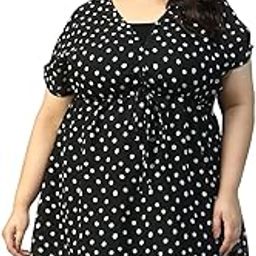 oxolloxo Deep Black Animal Print Short Sleeve Elasticated With Tie-Up Detail Plus Size Women Beachwear Kaftan-picture-5