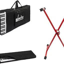 Padded Quality Keyboard Bag With Heavy Duty Keyboard Stand (Red) and Dust Cover for Yamaha PSR-I500 Keyboard-picture-36